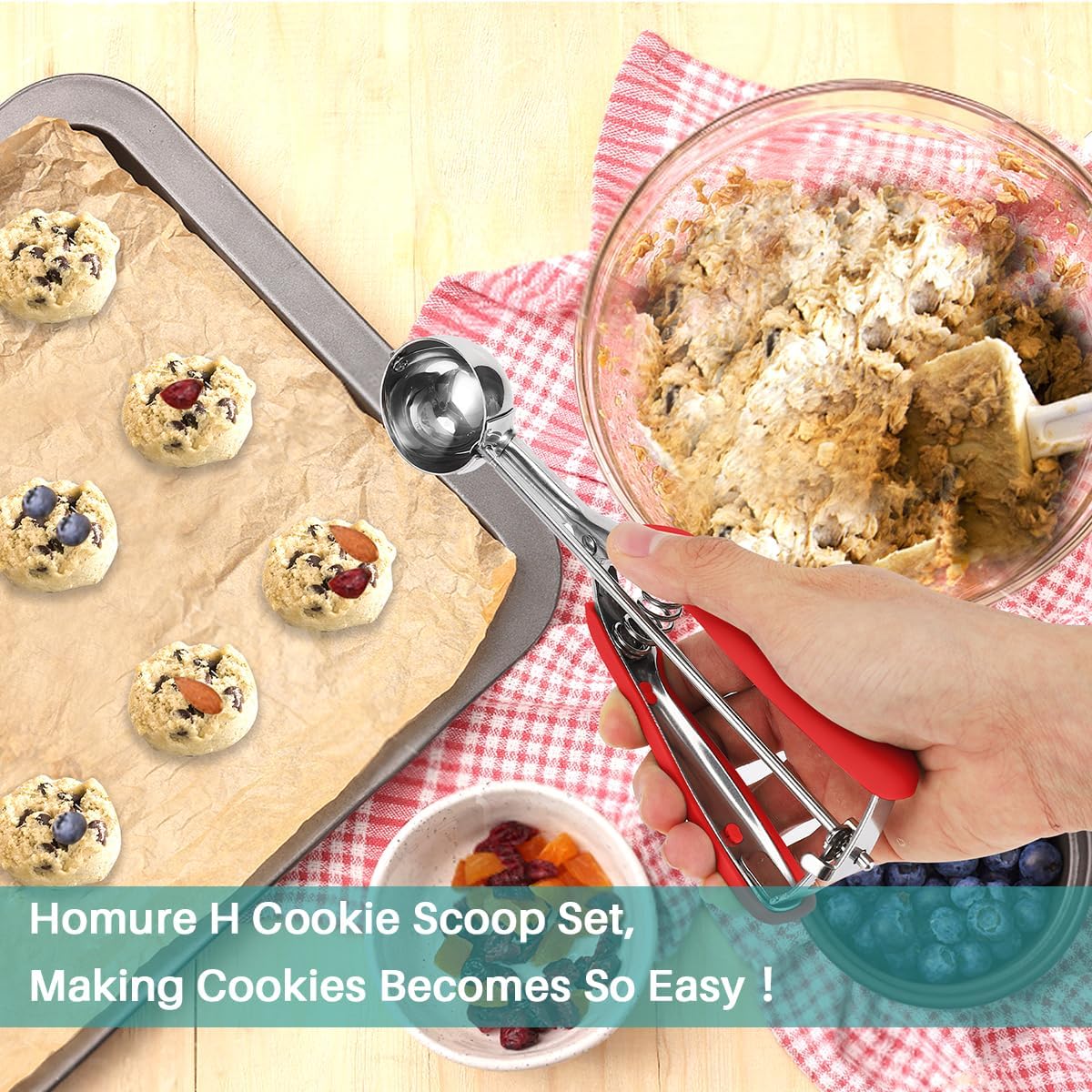 Mini Cookie Scoop, 1 Tsp Cookie Scoops for Baking, Melon Baller Scoop, 1 inch Cookie Scoop, Mini Ice Cream Scoop, Good Soft Grips, Smooth Trigger Release