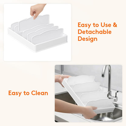 Kitchen Cabinet Organizer for Food Contanier Lid, Lid Holder with 6 Adjustable Dividers & 7 Sections for Pantry Organizers and Storage, Home Drawer Organization, Large, 13" x 10"