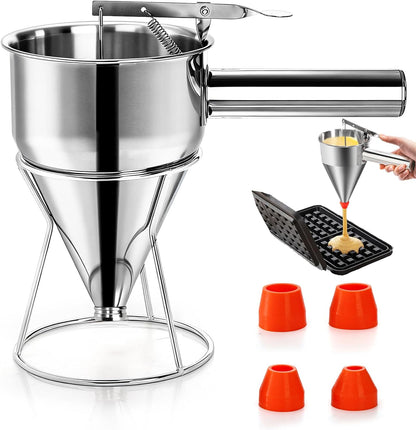 40 Oz Pancake Batter Dispenser, Stainless Steel, Multi-Nozzle