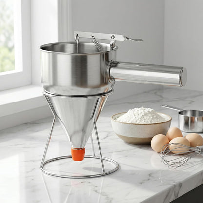 40 Oz Pancake Batter Dispenser, Stainless Steel, Multi-Nozzle
