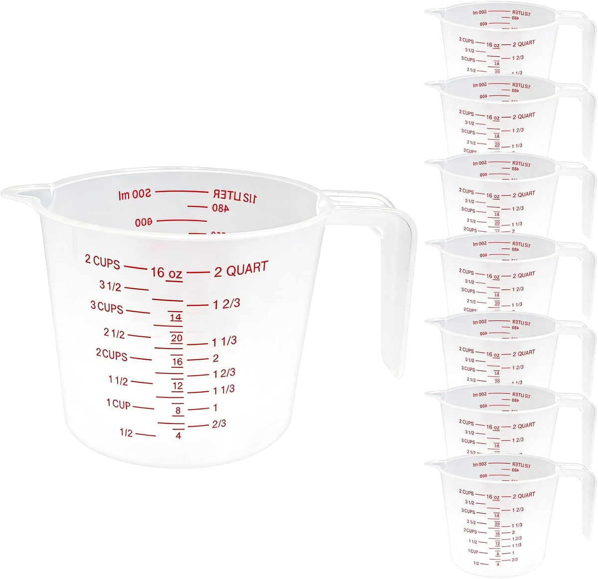 2 Cup/16 Oz Plastic Measuring Cups With Spout And Handle