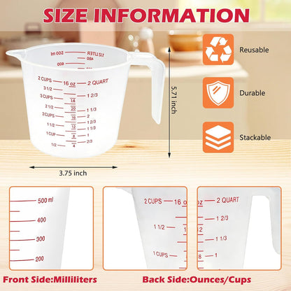2 Cup/16 Oz Plastic Measuring Cups With Spout And Handle