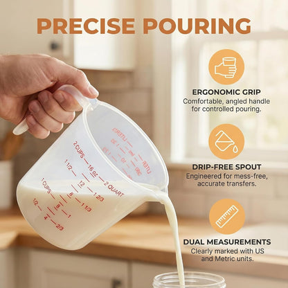 2 Cup/16 Oz Plastic Measuring Cups With Spout And Handle