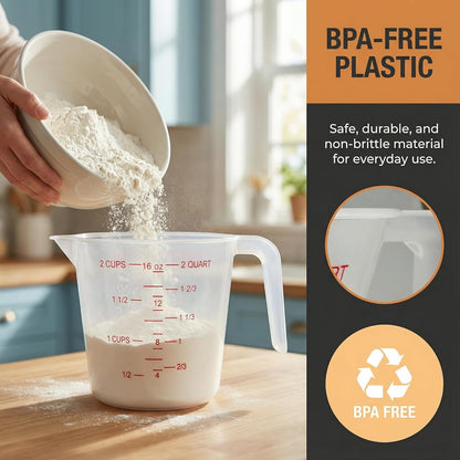 2 Cup/16 Oz Plastic Measuring Cups With Spout And Handle