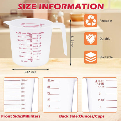 2 Cup/16 Oz Plastic Measuring Cups With Spout And Handle