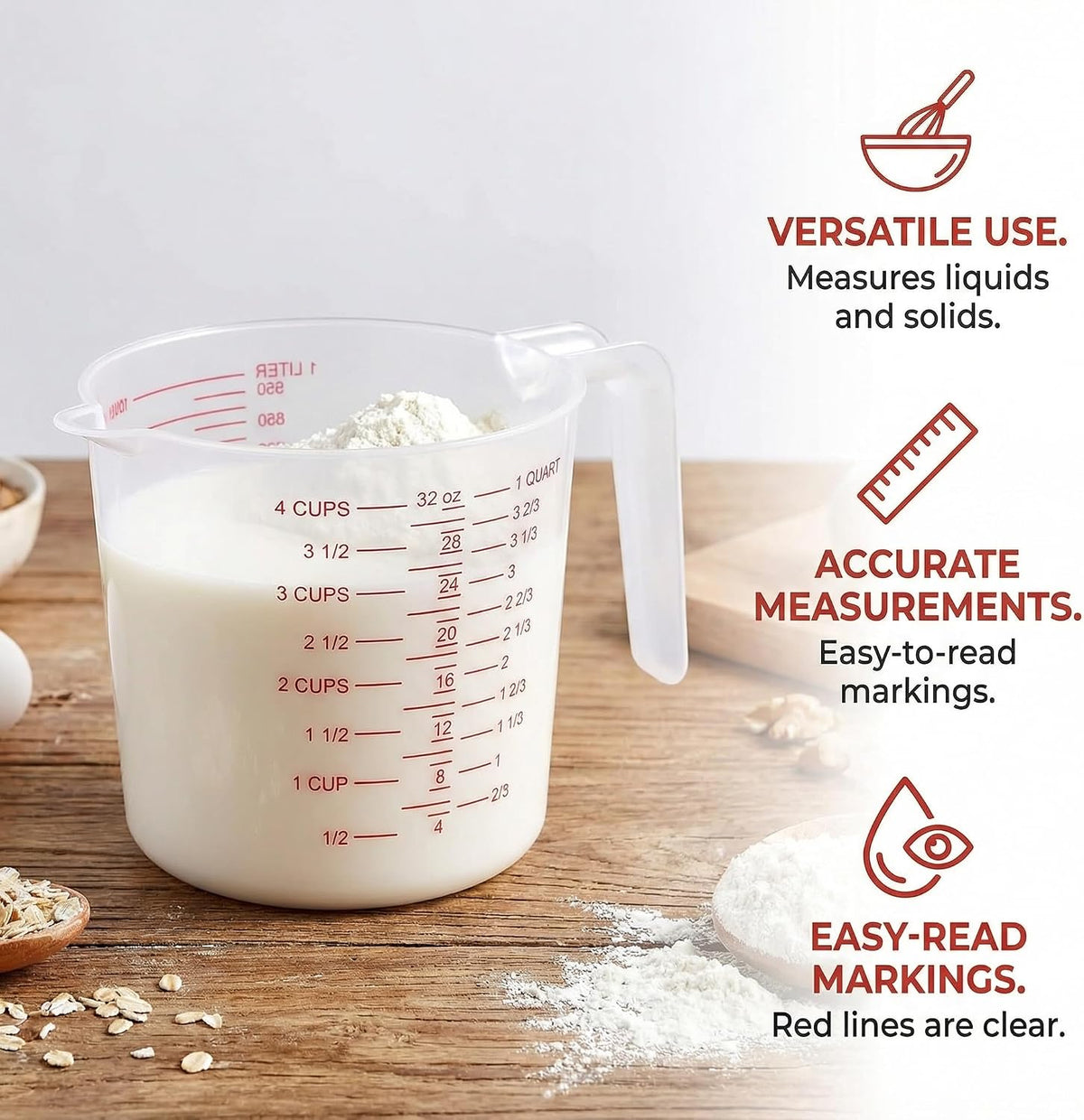 2 Cup/16 Oz Plastic Measuring Cups With Spout And Handle