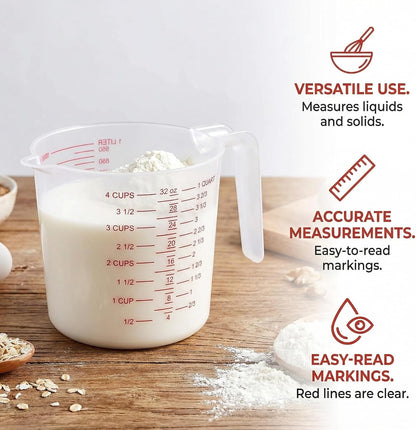 2 Cup/16 Oz Plastic Measuring Cups With Spout And Handle