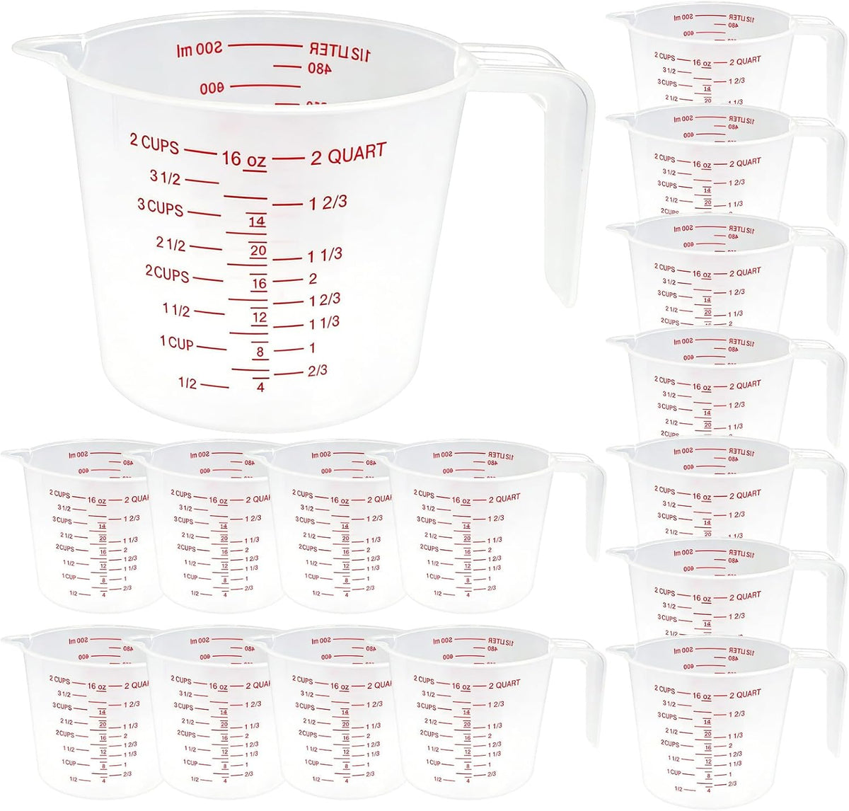 2 Cup/16 Oz Plastic Measuring Cups With Spout And Handle