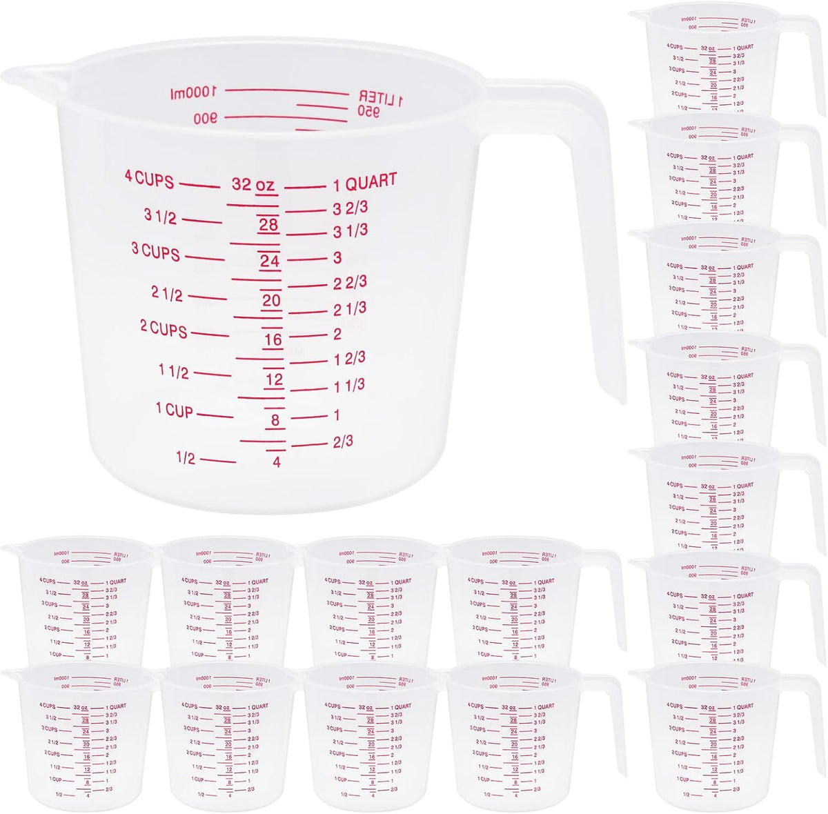 2 Cup/16 Oz Plastic Measuring Cups With Spout And Handle