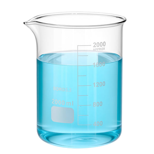 Borosilicate Glass 2000ml Beaker – Double Scale Measuring Cup for Lab, Classroom & Experiment Use