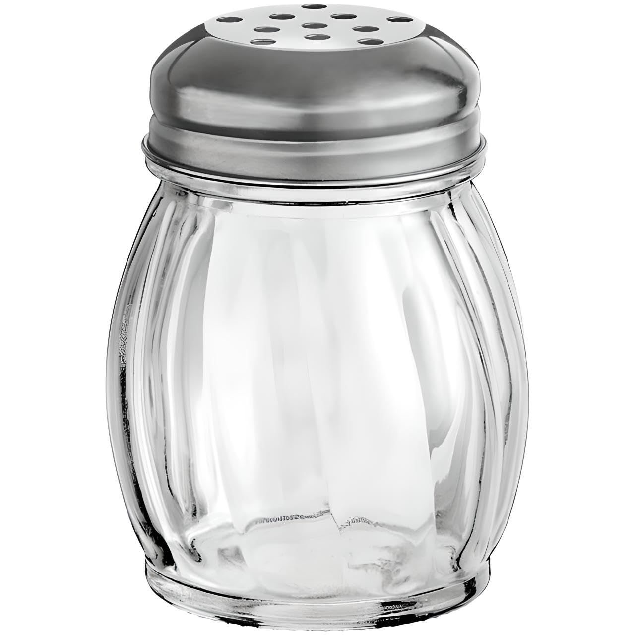3.5-Inch Glass Shaker with Chrome Plated Perforated Lid | Great for Parmesan Cheese, Spices, Rubs, Chili and Red Pepper | Home and Commercial Use