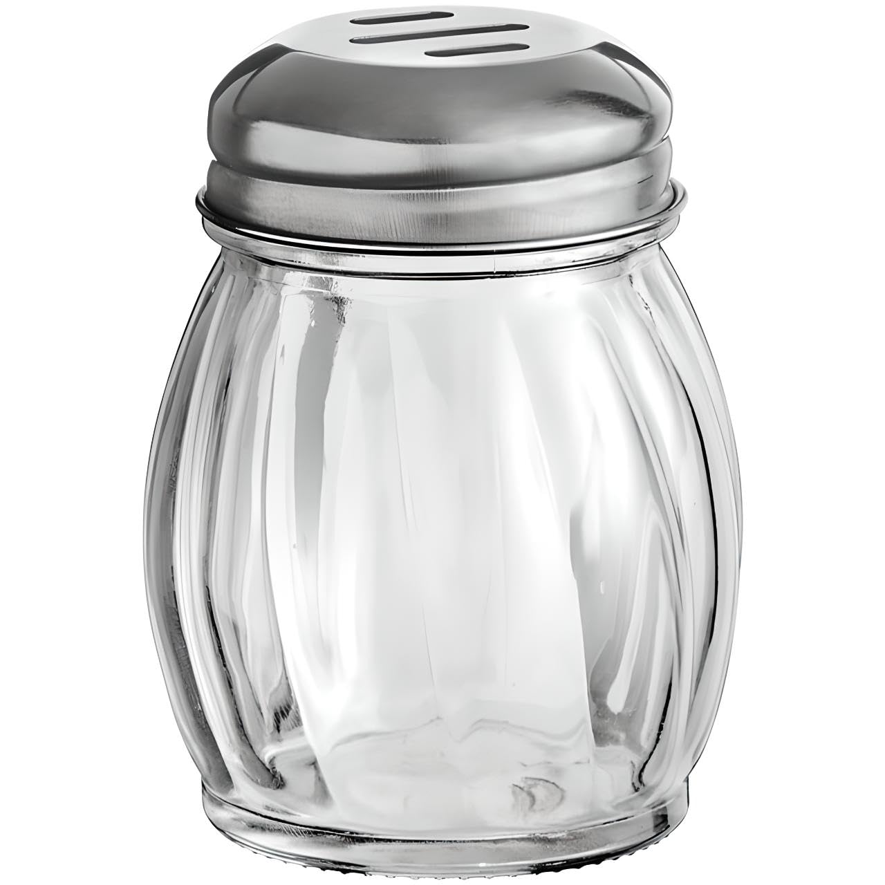 3.5-Inch Glass Shaker with Chrome Plated Perforated Lid | Great for Parmesan Cheese, Spices, Rubs, Chili and Red Pepper | Home and Commercial Use