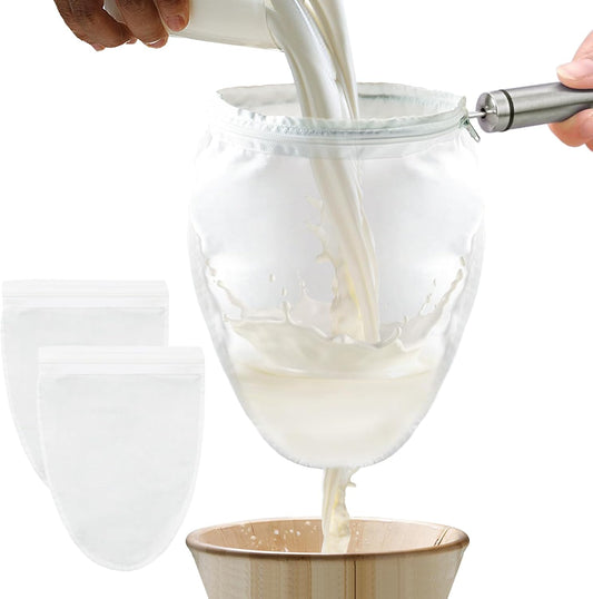 Fine Mesh Cheese Cloth, Fine Mesh Strainer Bags, Nut Milk Bag S | Nut Milk Bag with Stainless Steel Handle, Cheesecloth for Straining, Turkey, Cooking, Cheese, NutMilk, Juices, S