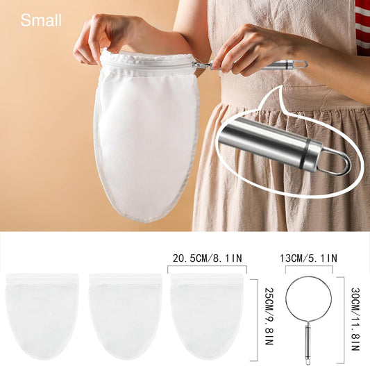 Fine Mesh Cheese Cloth, Fine Mesh Strainer Bags, Nut Milk Bag S | Nut Milk Bag with Stainless Steel Handle, Cheesecloth for Straining, Turkey, Cooking, Cheese, NutMilk, Juices, S