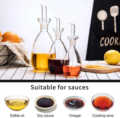 Glass Oil Bottle with Spout, Olive Oil Dispenser Vinegar Drizzler Pourer Stopper Pot, Soy Sauce Vinegar Cruet Non Drip Heat-Resistant for Cooking Kitchen Restaurant BBQ (15 oz)