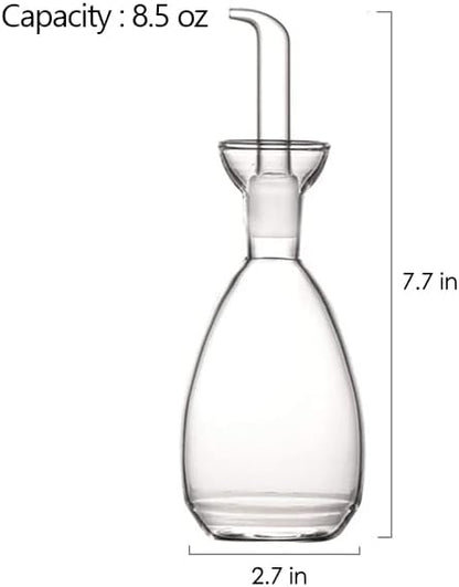 Glass Oil Bottle with Spout, Olive Oil Dispenser Vinegar Drizzler Pourer Stopper Pot, Soy Sauce Vinegar Cruet Non Drip Heat-Resistant for Cooking Kitchen Restaurant BBQ (15 oz)
