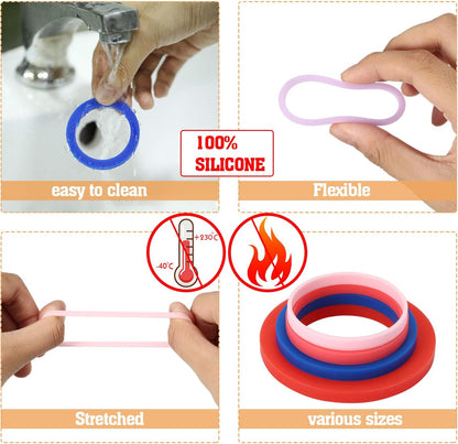 16 Pieces Rolling Pin Guide Ring Spacer Bands Thickness Rings Flexible Silicone Slip On Baking Accessories Fit for 1.6 Inch Wide Dough Rollers (0.4/0.2/0.08/0.04 Inch in Thickness), 8 Colors