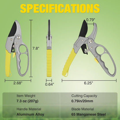 Pruning Shears Garden Shears 7.8" Professional Garden Scissors Sharp 65 Manganese Steel Blade Heavy Duty Clippers Hand Pruners for Cutting Fresh Flowers Branch Plant Trimming Gardening Tools