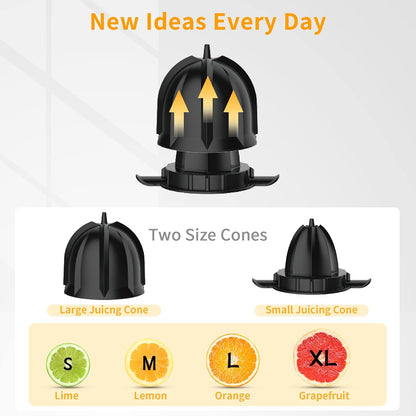 150W Electric Citrus Juicer Squeezer with 2 Cones, Stainless Steel Quiet Orange Juice Extractor Machines for Lime Grapefruit Lemon, Detachable Design