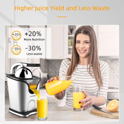 150W Electric Citrus Juicer Squeezer with 2 Cones, Stainless Steel Quiet Orange Juice Extractor Machines for Lime Grapefruit Lemon, Detachable Design