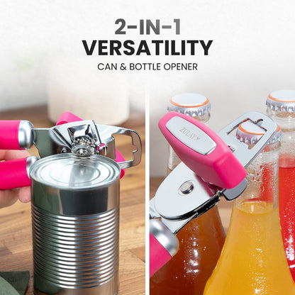 Manual Can Opener Heavy Duty Patented Stainless Steel, Ruby - Colors B
