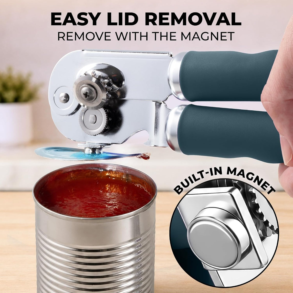 Manual Can Opener Heavy Duty Patented Stainless Steel, Ruby - Colors B