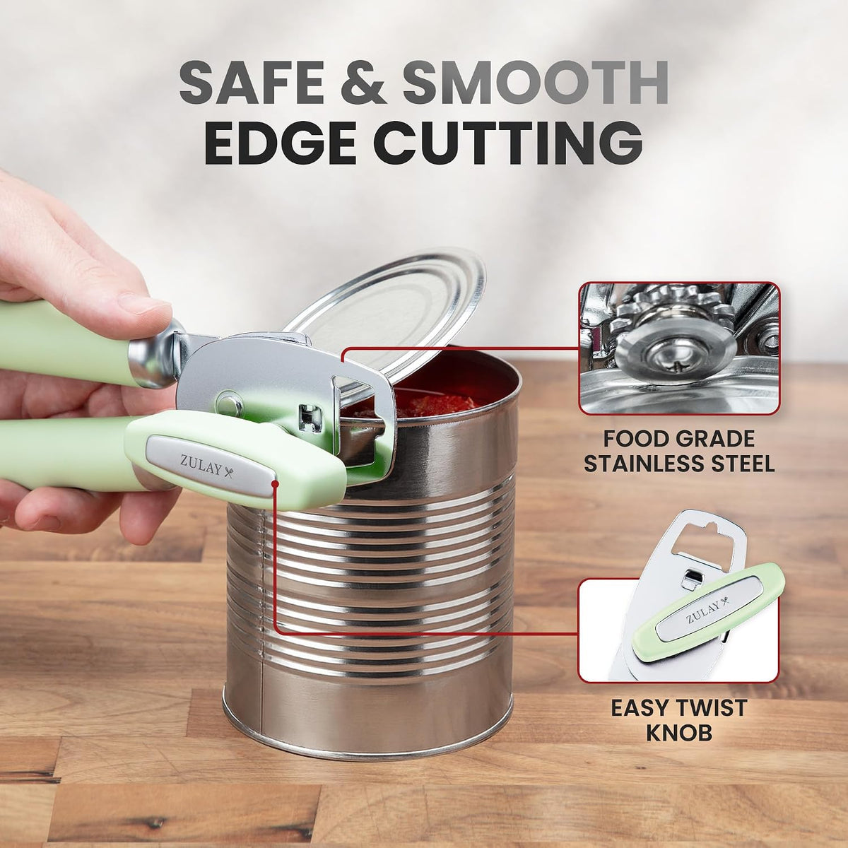 Manual Can Opener Heavy Duty Patented Stainless Steel, Ruby - Colors B