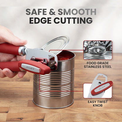 Manual Can Opener Heavy Duty Patented Stainless Steel, Ruby - Colors B