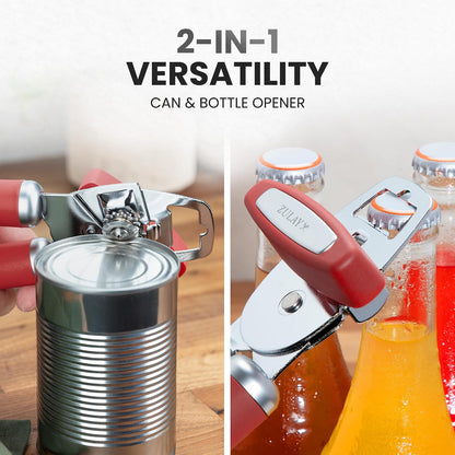 Manual Can Opener Heavy Duty Patented Stainless Steel, Ruby - Colors B