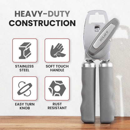 Manual Can Opener Heavy Duty Patented Stainless Steel, Ruby - Colors B