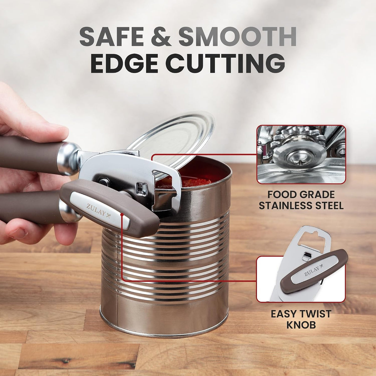 Manual Can Opener Heavy Duty Patented Stainless Steel, Ruby - Colors B