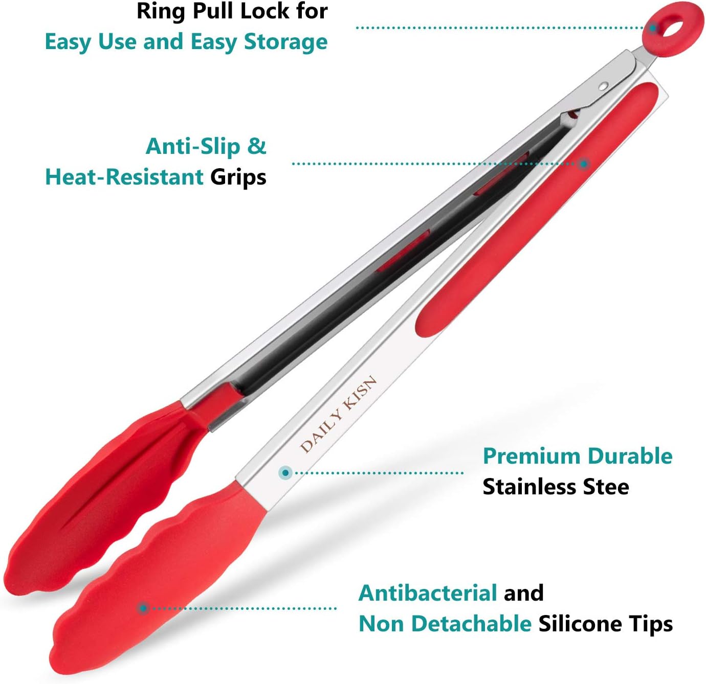 7/9/12 Inch Kitchen Tongs Set of 3, Cooking Tongs with Silicone Tips | For Cooking/Serving/Grilling | Heat-Resistant | Food-Grade Material | Dishwasher Safe | Red/Green/Blue