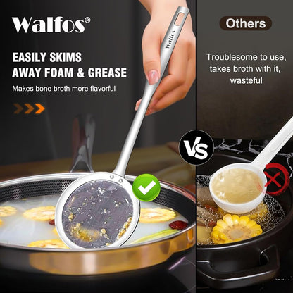 Spider Strainer, Set of 2-5.5 Inch Stainless Steel Fryer Scoop & 4 inch Fat Skimmer Spoon, Kitchen Spider Skimmer Strainer With Handle, For Cooking Deep Fryer, Pasta, Egg,Fat