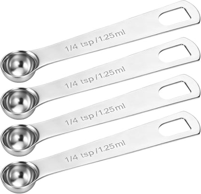 3 PCS Teaspoon Measuring Spoons, 5 ML Teaspoons Measuring Spoon, Stainless Steel 1 Teaspoon Scoop, 1/3 Tablespoon, Short Handle Measuring Teaspoons for Precise Cooking, Baking and Spices Measurement