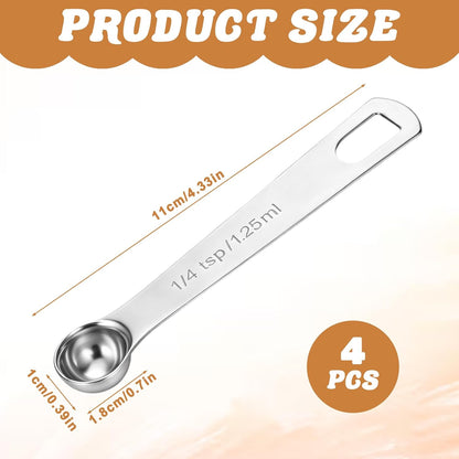 3 PCS Teaspoon Measuring Spoons, 5 ML Teaspoons Measuring Spoon, Stainless Steel 1 Teaspoon Scoop, 1/3 Tablespoon, Short Handle Measuring Teaspoons for Precise Cooking, Baking and Spices Measurement
