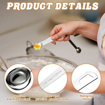 3 PCS Teaspoon Measuring Spoons, 5 ML Teaspoons Measuring Spoon, Stainless Steel 1 Teaspoon Scoop, 1/3 Tablespoon, Short Handle Measuring Teaspoons for Precise Cooking, Baking and Spices Measurement