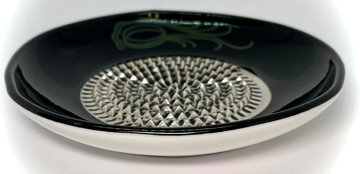 Premium Ceramic Garlic Grater Plate Set - Black Garlic