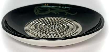 Premium Ceramic Garlic Grater Plate Set - Black Garlic