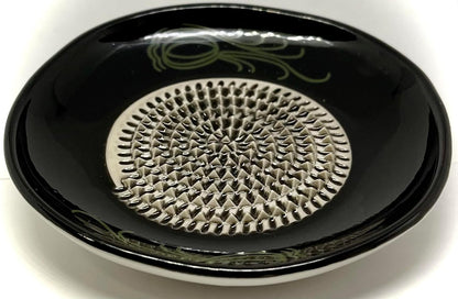 Premium Ceramic Garlic Grater Plate Set - Black Garlic