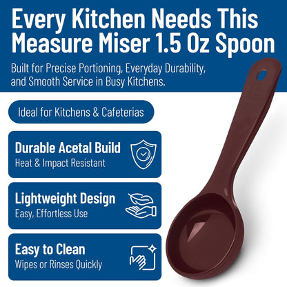 493003 Solid Short Handle Portion Control Spoon, 6 oz, Black