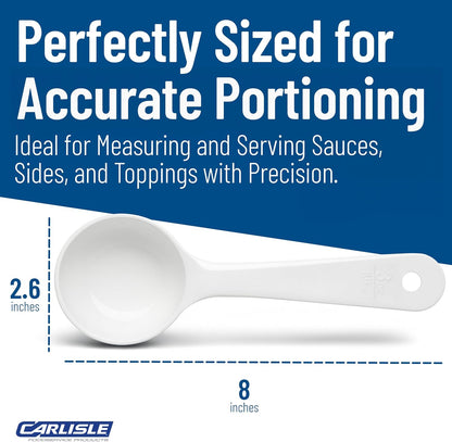 493003 Solid Short Handle Portion Control Spoon, 6 oz, Black