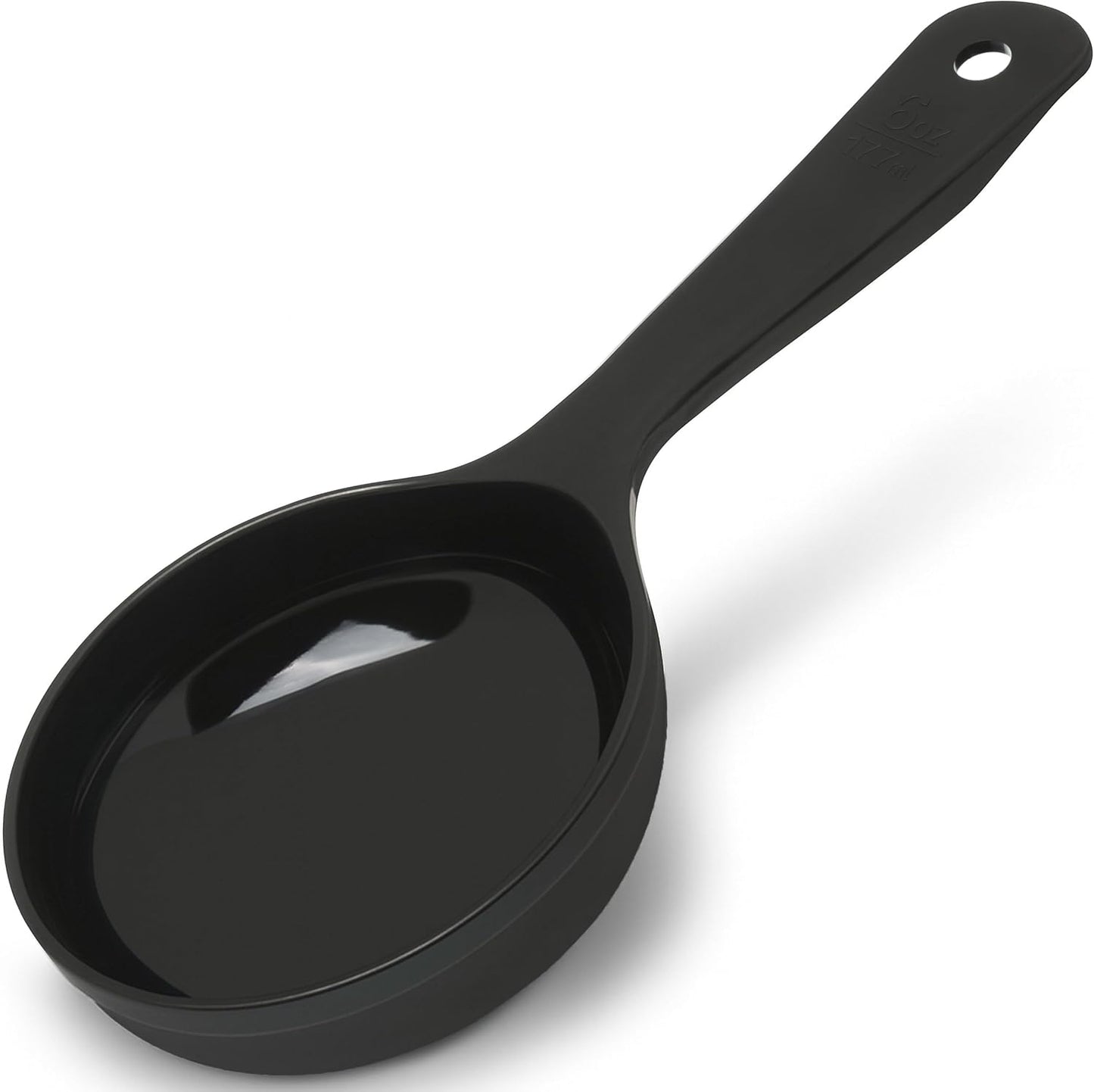 493003 Solid Short Handle Portion Control Spoon, 6 oz, Black