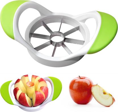 Apple Corer, Slicer & Cutter, Extra Large size, 4.75 Inches, Heavy Duty, Apple Chopper and fruit slicer with Stainless Steel Blades & Anti-Slip Handle-Green