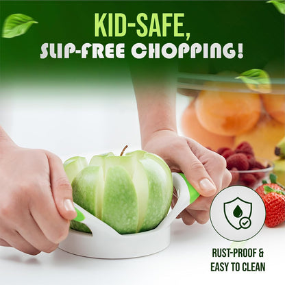 Apple Corer, Slicer & Cutter, Extra Large size, 4.75 Inches, Heavy Duty, Apple Chopper and fruit slicer with Stainless Steel Blades & Anti-Slip Handle-Green