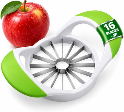 Apple Corer, Slicer & Cutter, Extra Large size, 4.75 Inches, Heavy Duty, Apple Chopper and fruit slicer with Stainless Steel Blades & Anti-Slip Handle-Green