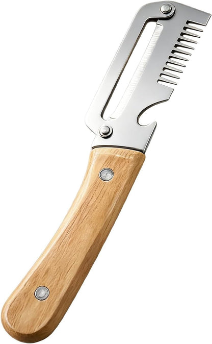 2026 Upgrade Vegetable Peeler With Wooden Handle, Stainless Steel Wide Blade Potato and Carrot Peeler, 2-in-1 Veggie Peeler With Bottle Opener for Kitchen, Camping and Travel
