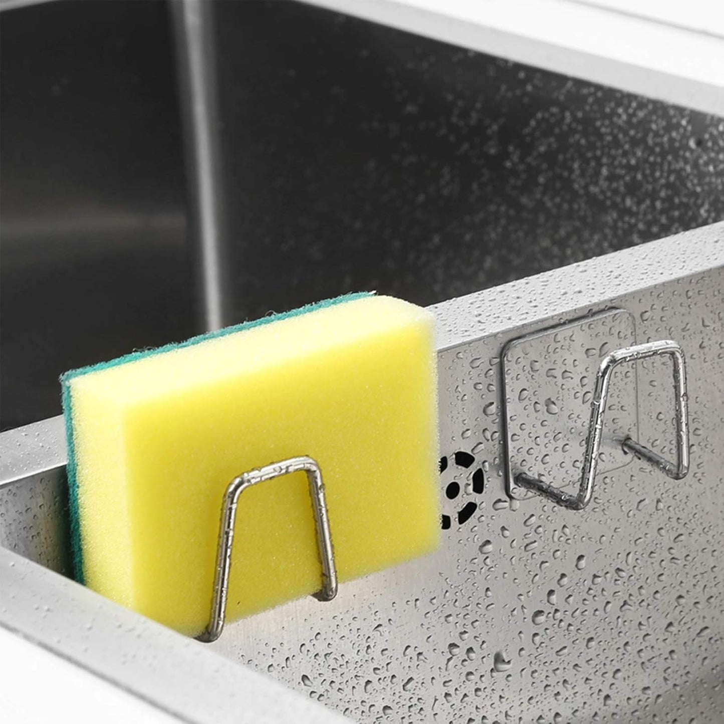 Adhesive Sponge Holder Sink Caddy for Kitchen Accessories - SUS304 Stainless Steel Rust Proof Waterproof, Quick Drying (2 Pack) | Rust Proof Quick Drying Waterproof Kitchen Accessories sink organizer soap holder