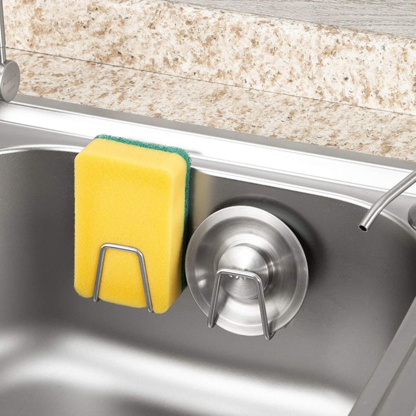 Adhesive Sponge Holder Sink Caddy for Kitchen Accessories - SUS304 Stainless Steel Rust Proof Waterproof, Quick Drying (2 Pack) | Rust Proof Quick Drying Waterproof Kitchen Accessories sink organizer soap holder