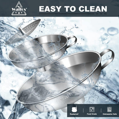 Stainless Steel Funnel, 4 Pack(4in、3 in、2.2 in、1.7in Kitchen Funnel with 2 Removable Strainer ＆ 1Pcs Cleaning Brush, Perfect for Transferring of Liquid, Oils, Jam, Dry Ingredients & Powder