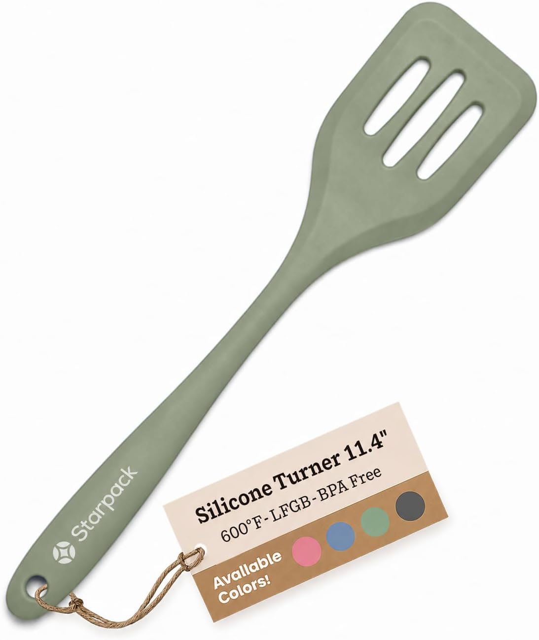 Starpack 'Head Turner' Premium Silicone Turner Spatula, Slotted Spatula - Up-to 600°F High Heat Resistant Silicone Slotted Spatulas for Cooking, LFGB Grade Non Stick Rubber Turner Spatula - 11.4"